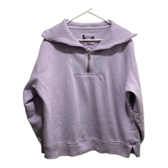 C&C California Size L Sunwashed Lavender Half-Zip Pullover Sweatshirt Women's 🌟 - Picture 7 of 7